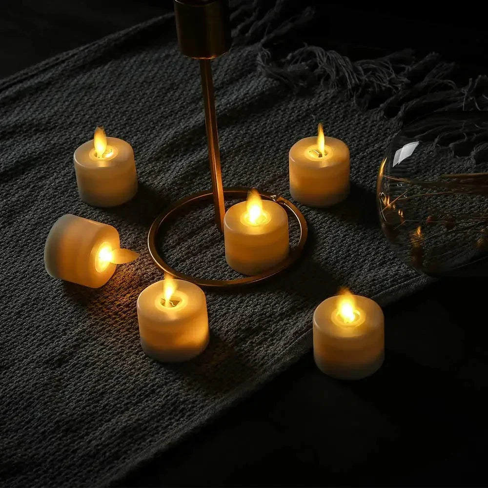 Waterproof LED Candle Set with Remote Control - 6 Pack