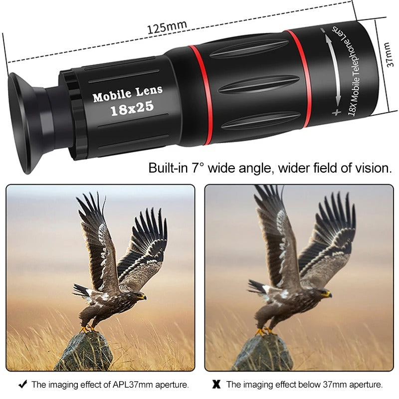 18X Zoom Smartphone Lens with Sturdy Aluminum Frame