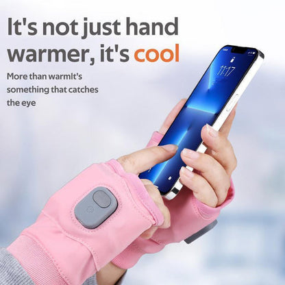 Electric Hand Warmer Fingerless Gloves – USB Rechargeable, 3 Heat Levels, 1800mAh Battery for Winter Use