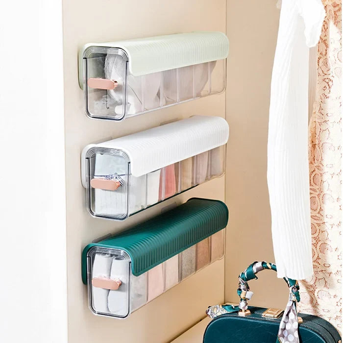 Adhesive Wall-Mounted Lingerie Storage Box with Clear Dustproof Window