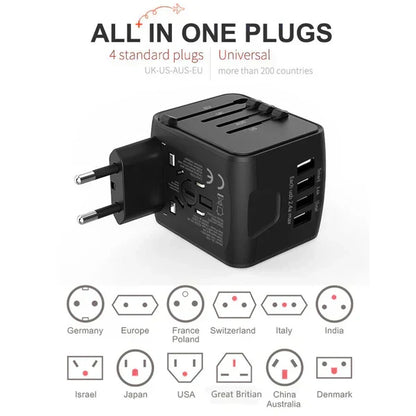 Global Travel Power Hub with USB Charging Ports