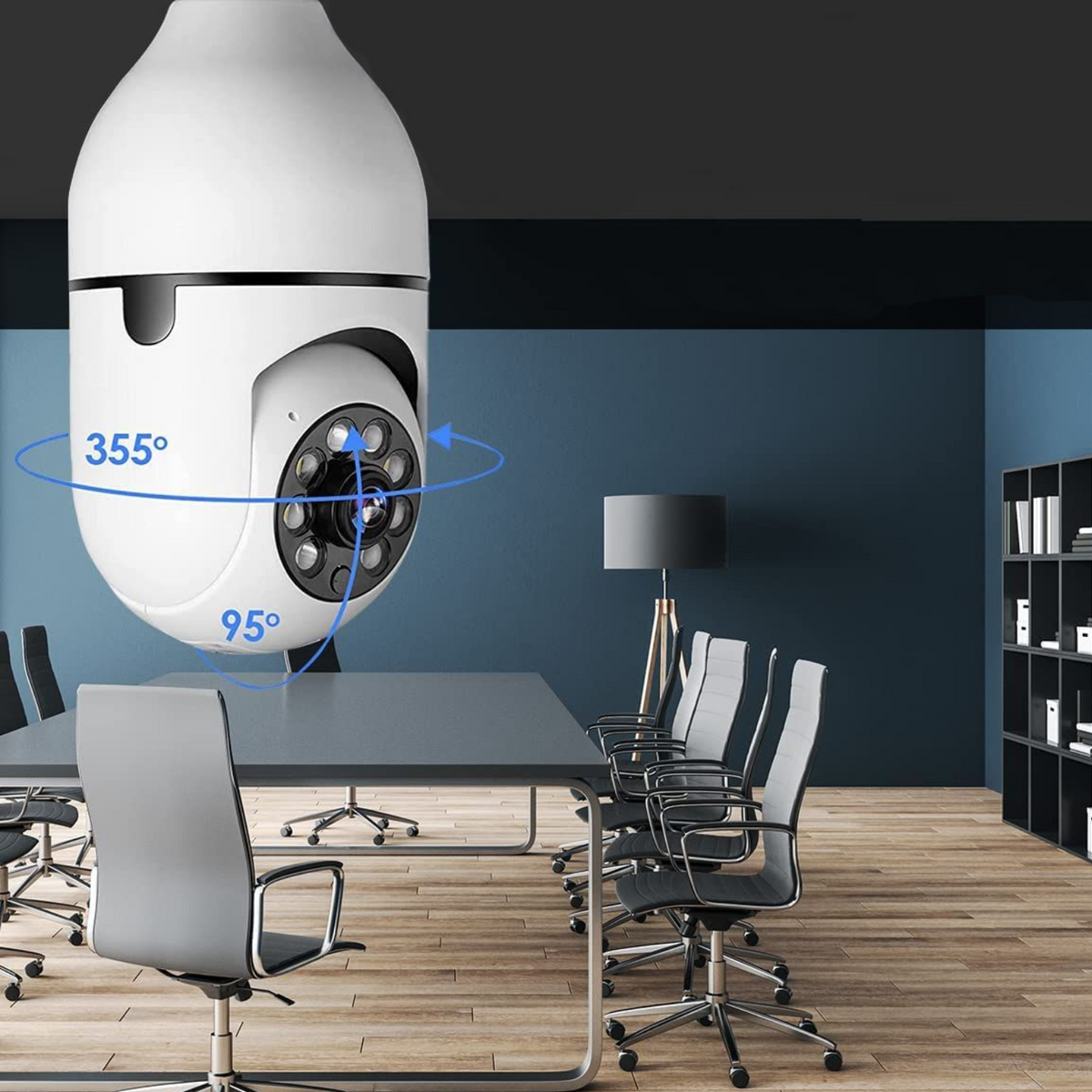HD WiFi Security Camera Light Bulb with 355° Pan, Night Vision & Audio