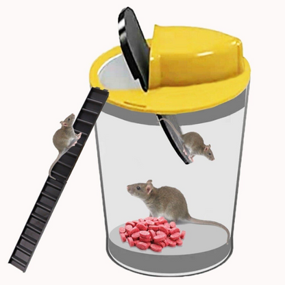 Mouse Trap with Automatic Bucket, Dual Climbing Ladders, and Self-Reset