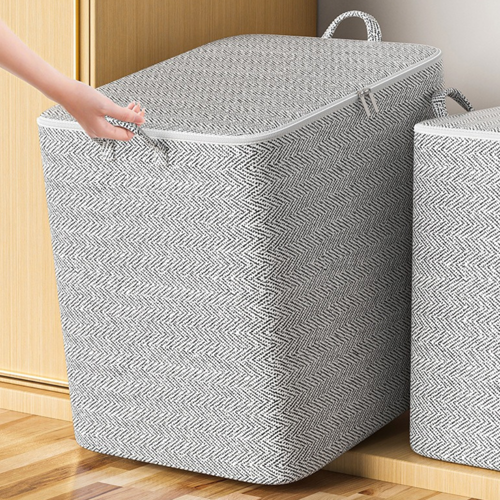 Under-Bed Storage Bin with Lid, Stackable Non-Woven Fabric Box, XL with Handles