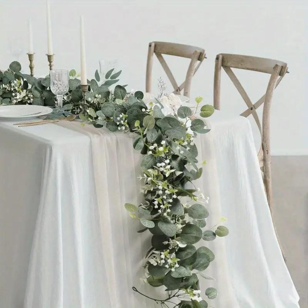 Elegant Eucalyptus-Inspired Garland with Bendable Stems, 70.8 Inches