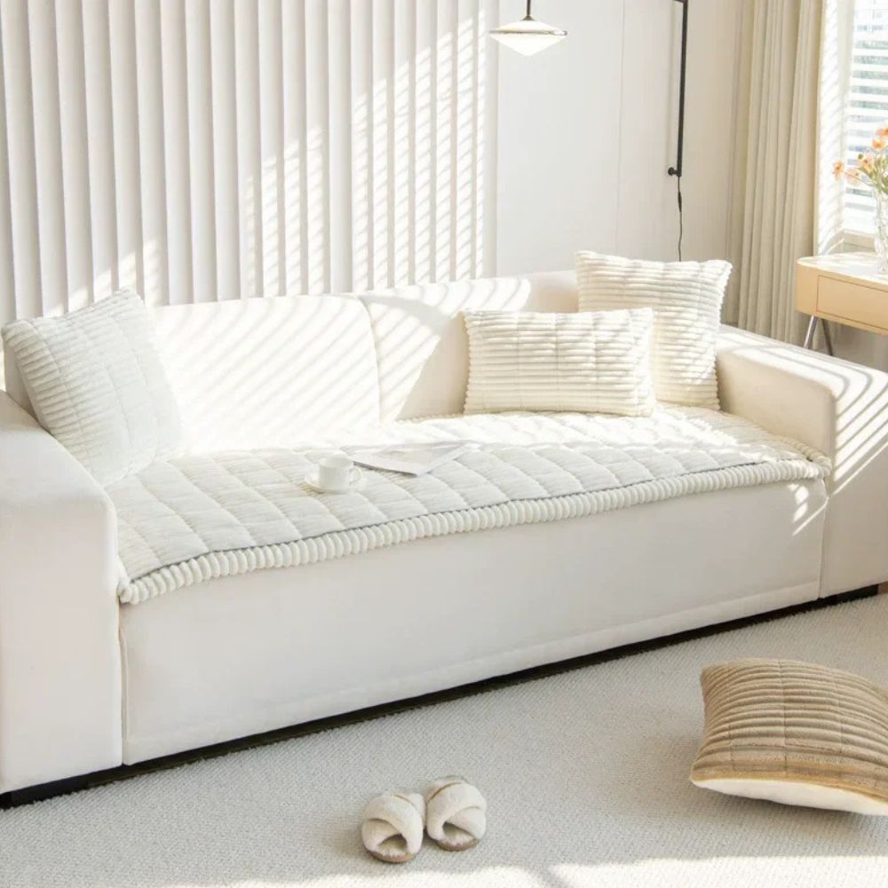 Protective Sofa Shield with Non-Slip Backing & Washable Fabric