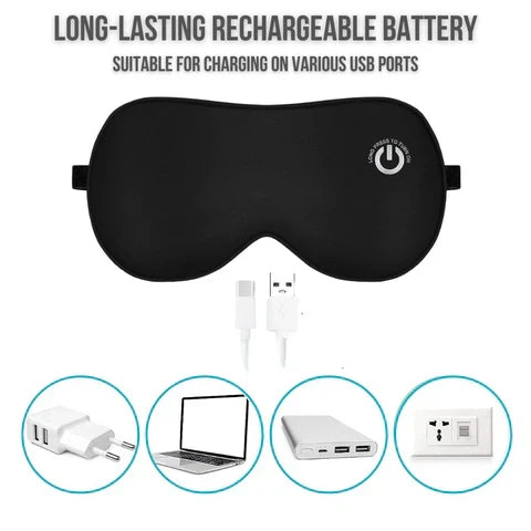 Rechargeable Heated Eye Mask with Vibration and Silk Cover