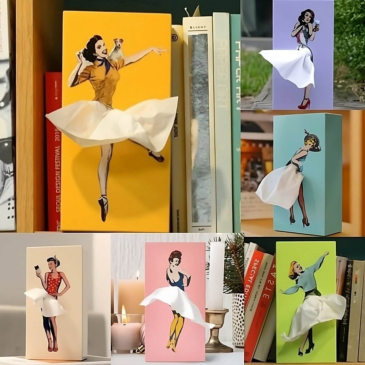 Charming Tissue Dispenser with Flowing Fabric and Secure Base