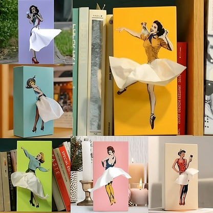 Charming Tissue Dispenser with Flowing Fabric and Secure Base