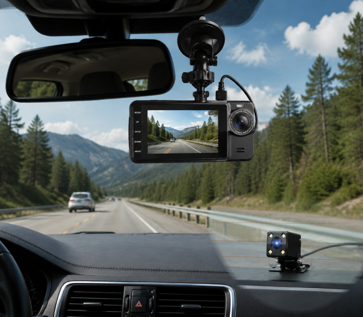 1080p HD Dash Camera with Night Vision – Wireless Front and Rear, 170° Wide Angle