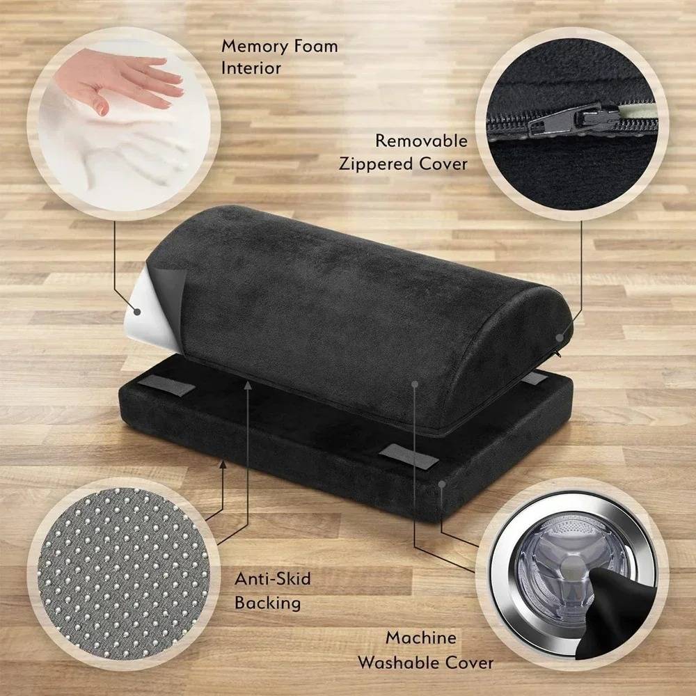 Ergonomic Footrest with Customizable Height and Washable Cover