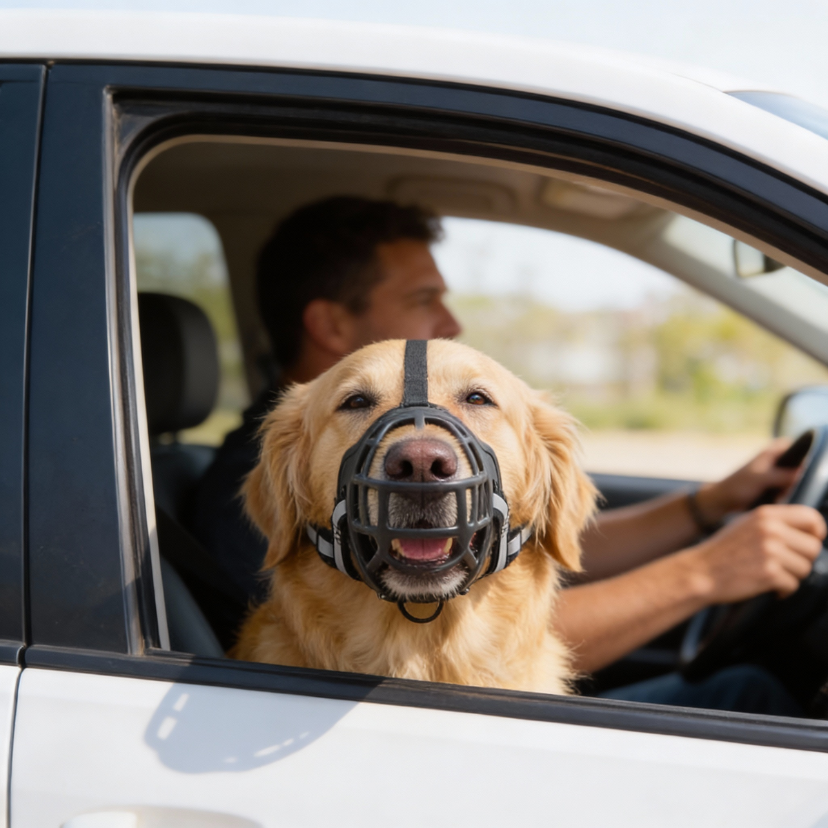 Comfortable Mesh Muzzle for Reactive Dogs with Adjustable Straps