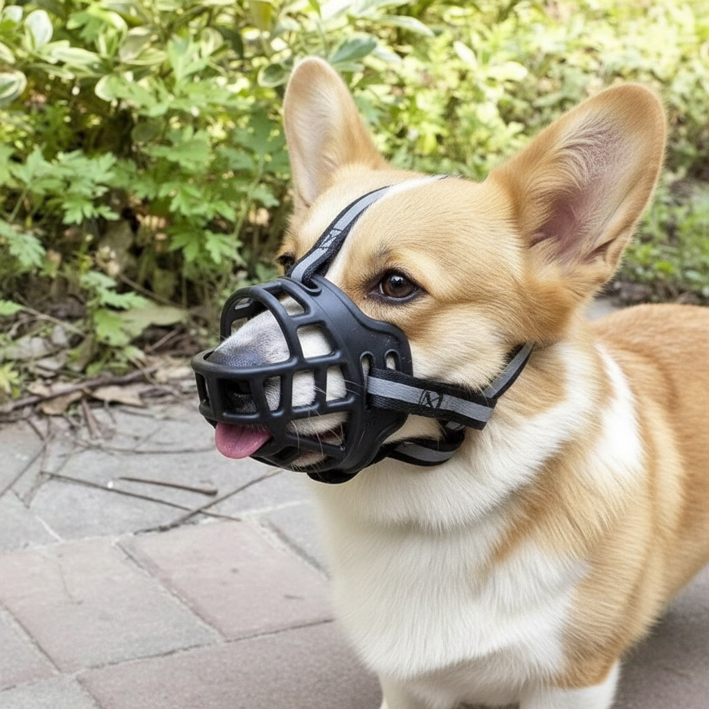 Comfortable Mesh Muzzle for Reactive Dogs with Adjustable Straps