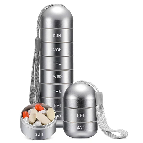 Waterproof Aluminum Pill Organizer with Silicone Seals for Weekly Use