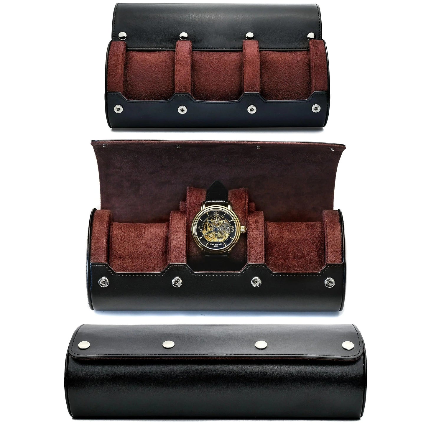 Watches Storage Roll for 3 or 6, Soft Suede Interior & PU Leather