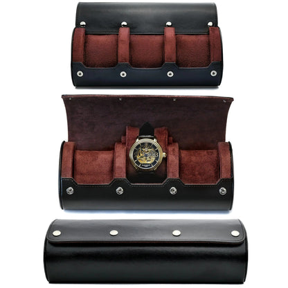Watches Storage Roll for 3 or 6, Soft Suede Interior & PU Leather