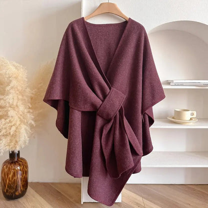 Cozy Knit Shawl Poncho Jacket