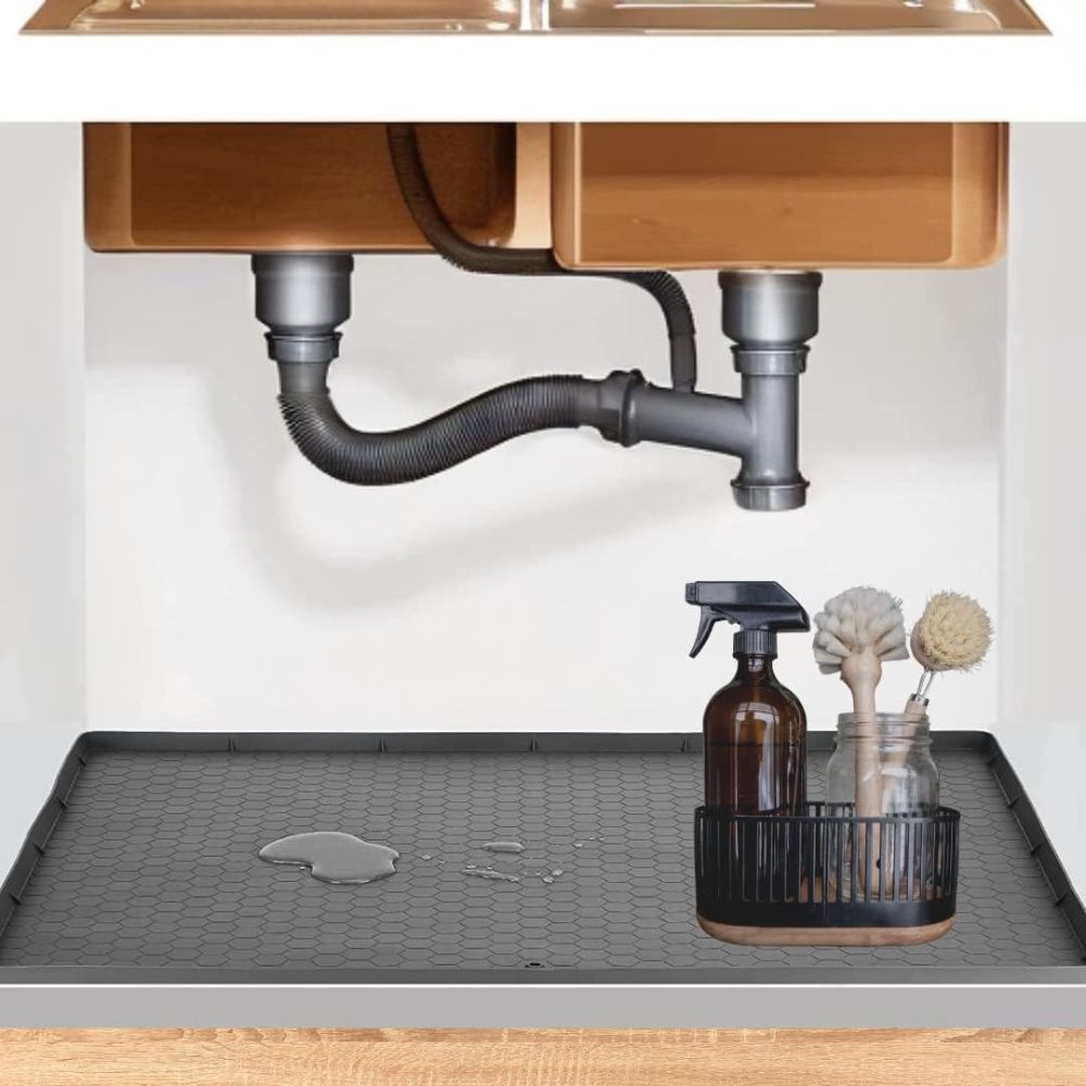 Trimmable Non-Slip Silicone Mat for Under Sink with Raised Edges