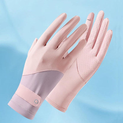 Breathable Ice Silk Driving Gloves for Women - UV Sun Protection, Touchscreen, Anti-Slip