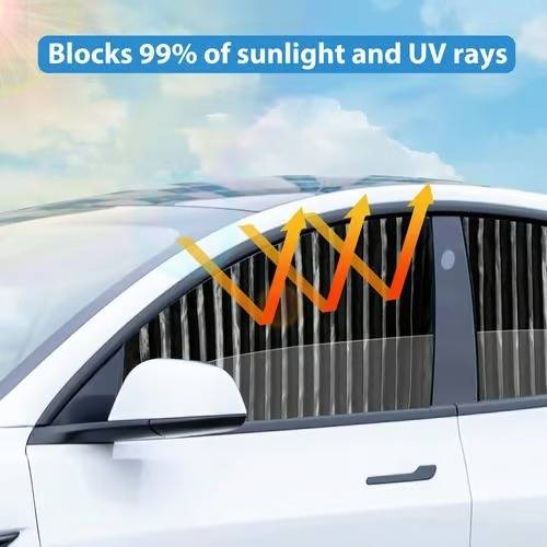 Easy-Install Car Window Shades with UV Defense and Sliding Mechanism