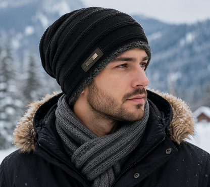 Thick Knit Beanie Hat for Men – Winter Insulated, Elastic Fit, Multiple Colors
