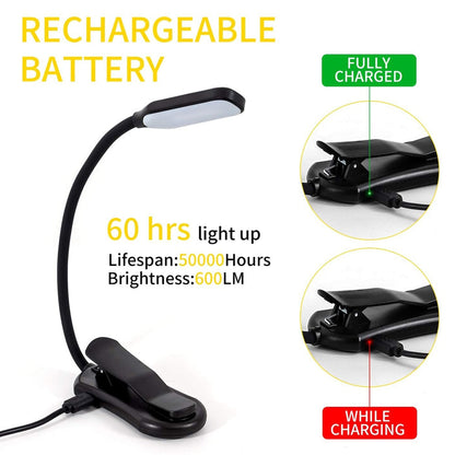 Versatile Clip-On Book Light with Customizable Brightness and Color