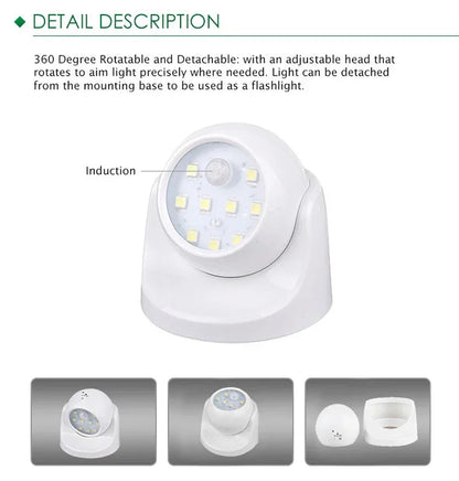 Weatherproof LED Spotlight with 360° Rotating Head and Motion Sensor