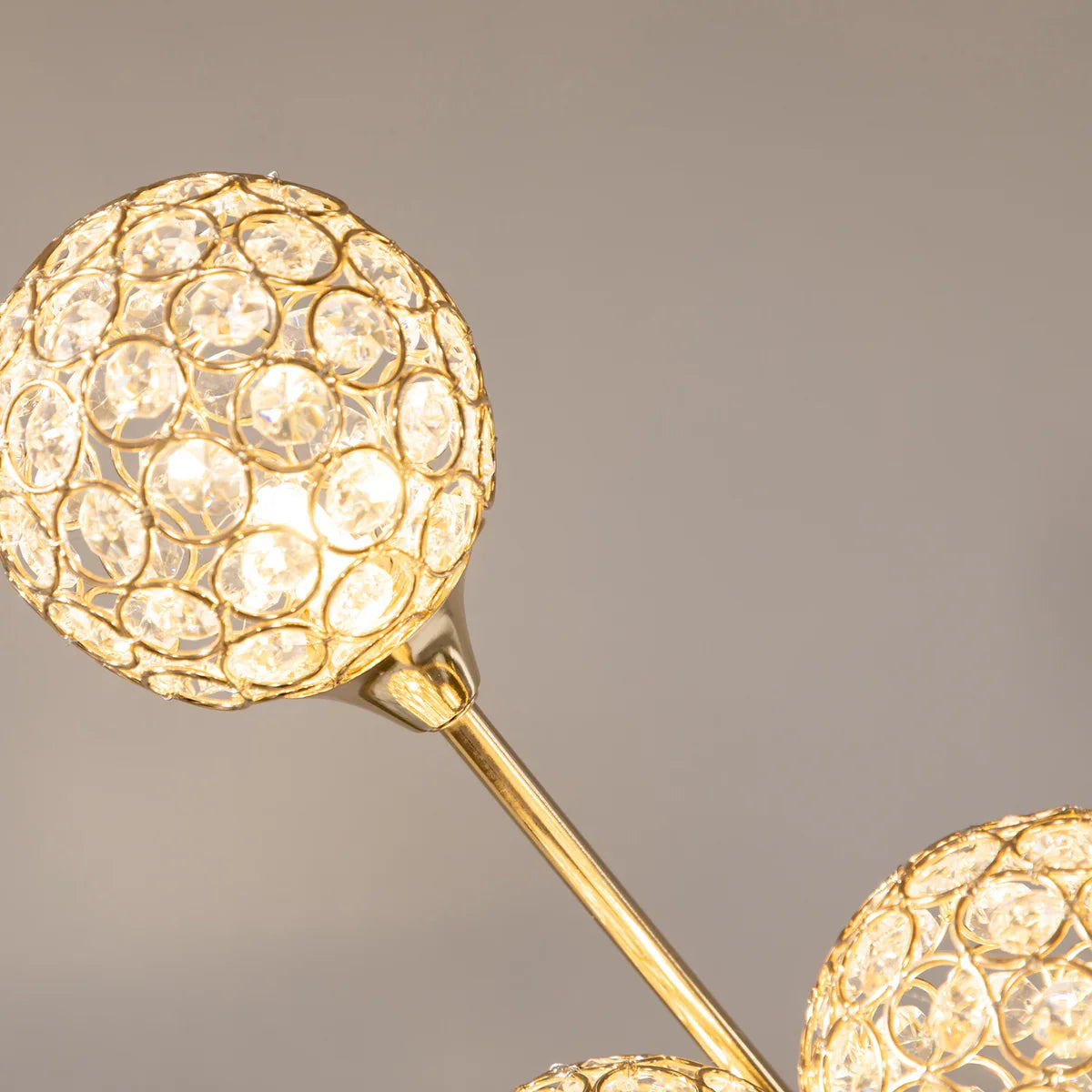 5-Light Crystal Floor Lamp with Gold Metal Frame