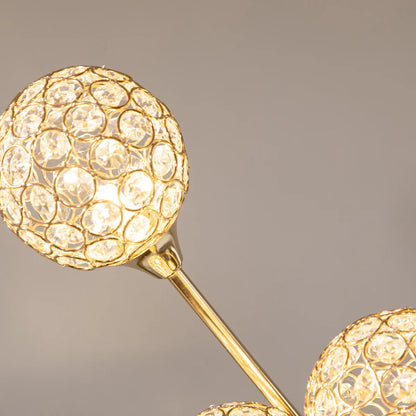 5-Light Crystal Floor Lamp with Gold Metal Frame