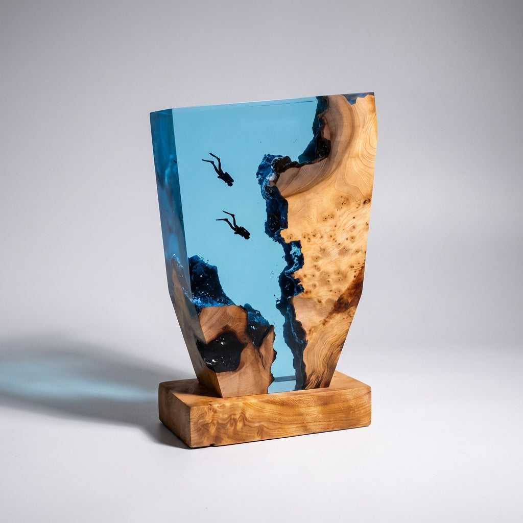 Ocean-Inspired Table Lamp – Unique Design with Warm LED Lighting