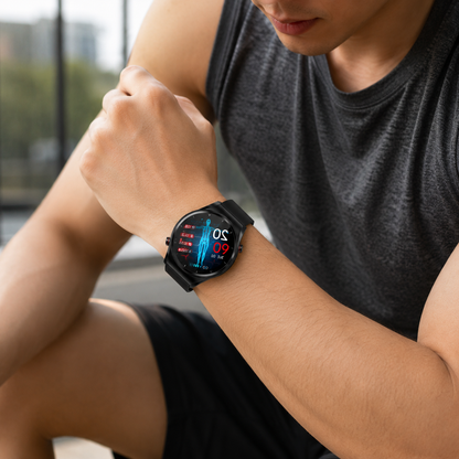 Smartwatch with Touchscreen Display and Heart Rate Monitoring for Fitness