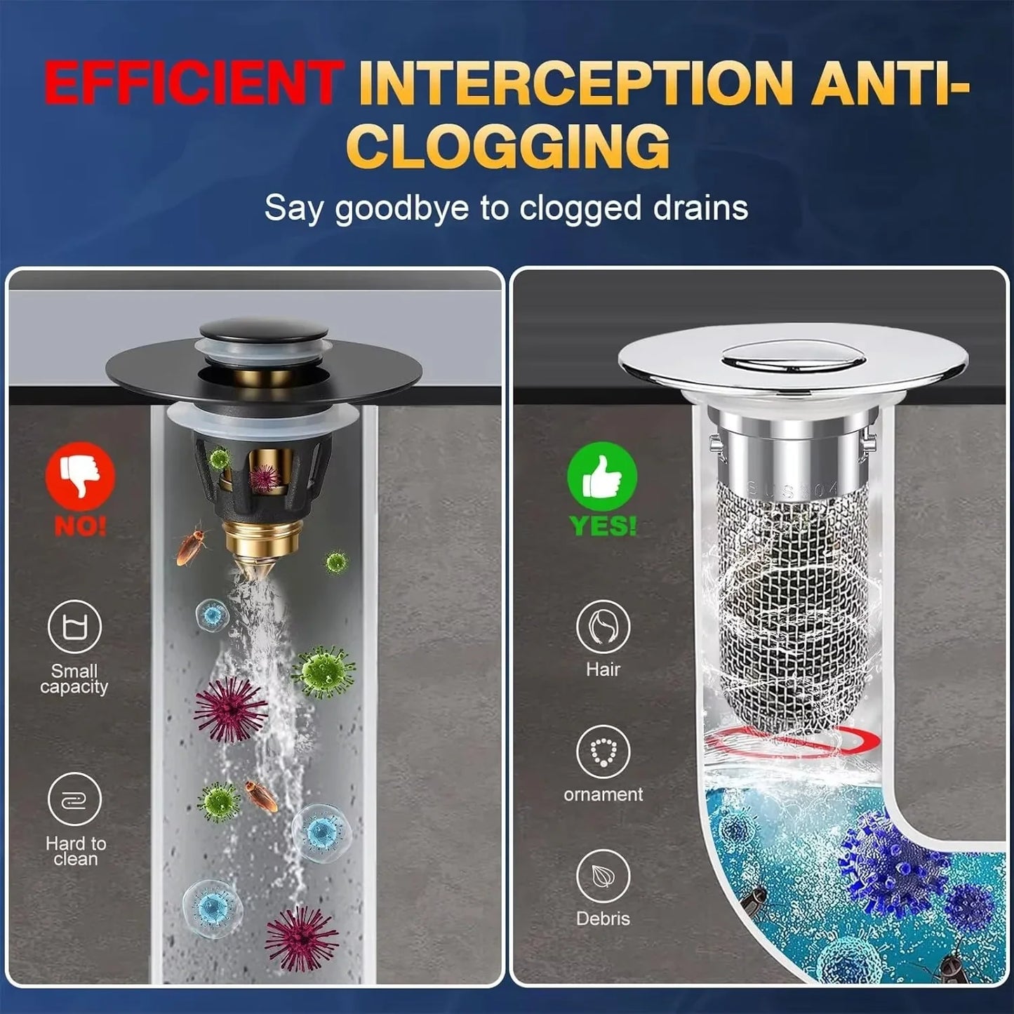Smart Drain Stopper with Integrated Debris Filter
