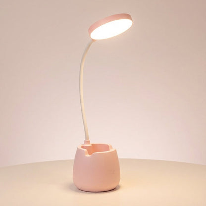 Adjustable Gooseneck Desk Lamp with Integrated Storage Solution