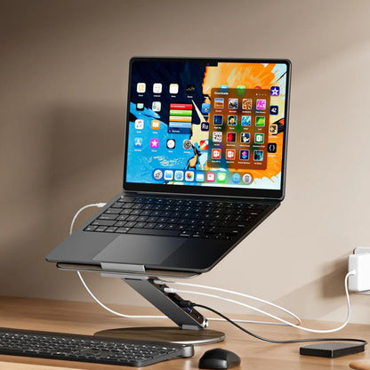 Adjustable Laptop Stand with USB-C Dock – Rotating and Versatile