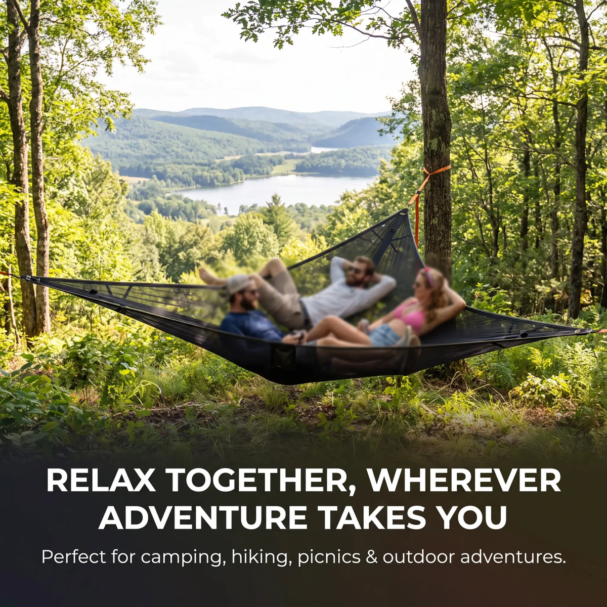Large Group Camping Hammock with Triple Suspension System