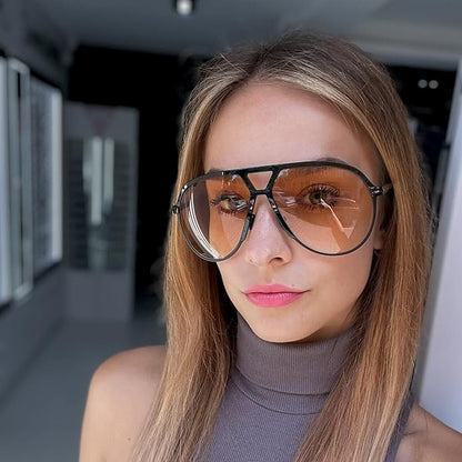 Unisex Fashion Oversized Aviator Sunglasses - UV400 Protection