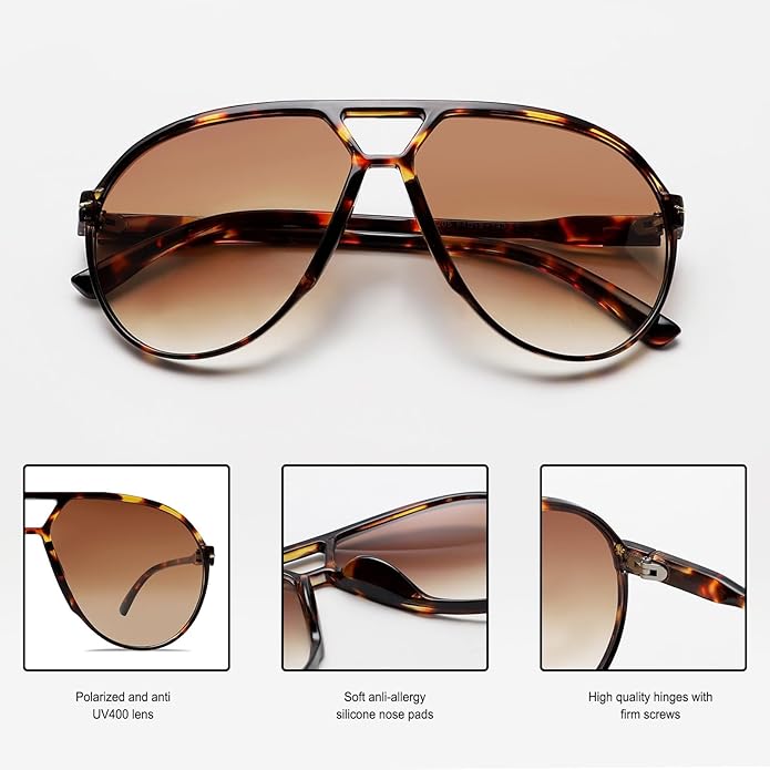 Unisex Fashion Oversized Aviator Sunglasses - UV400 Protection