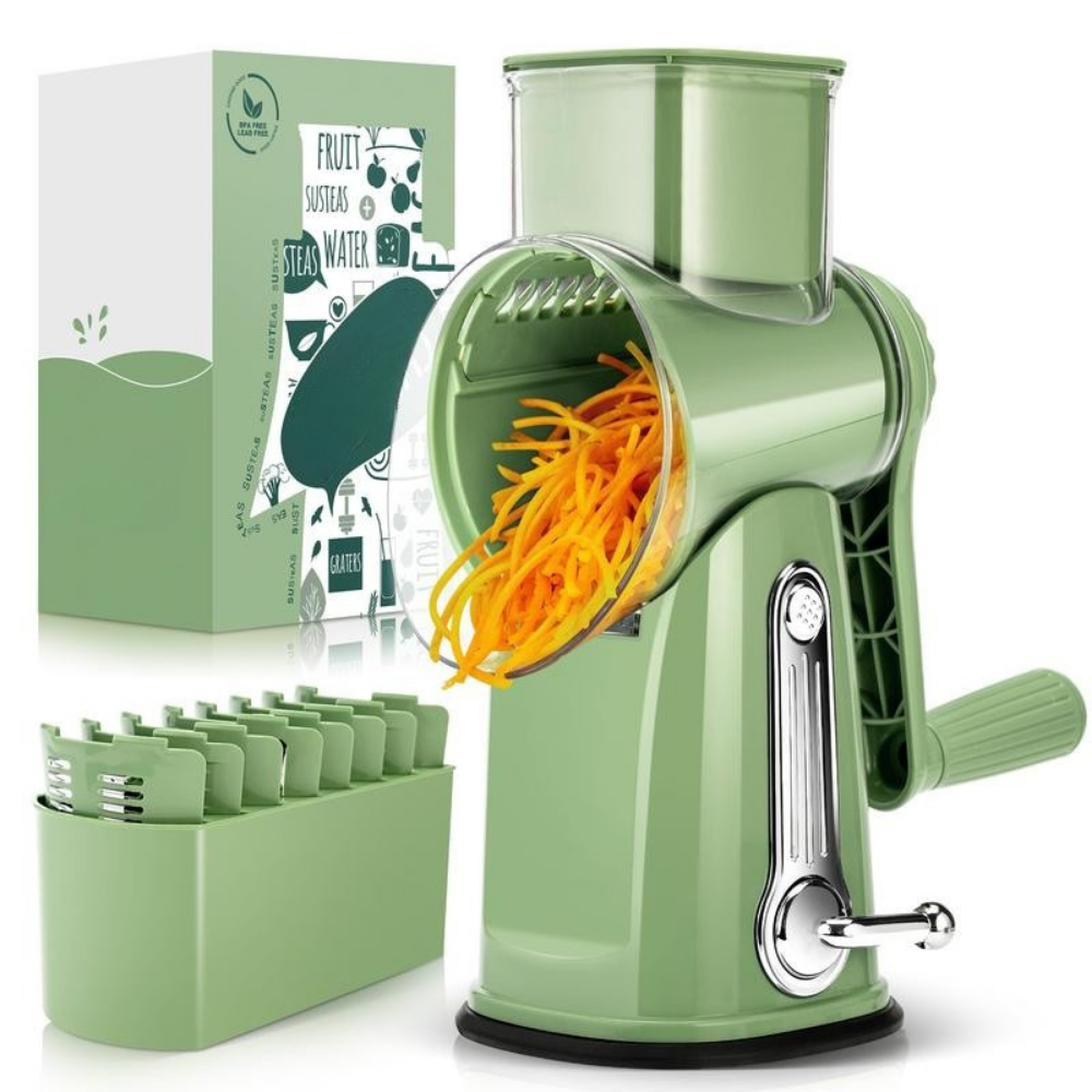 Versatile Kitchen Grater with 5 Easy-Swap Blades and Suction Base