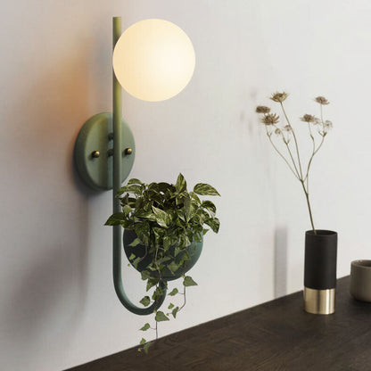 Chic Wall Light and Planter in Contemporary Industrial Style