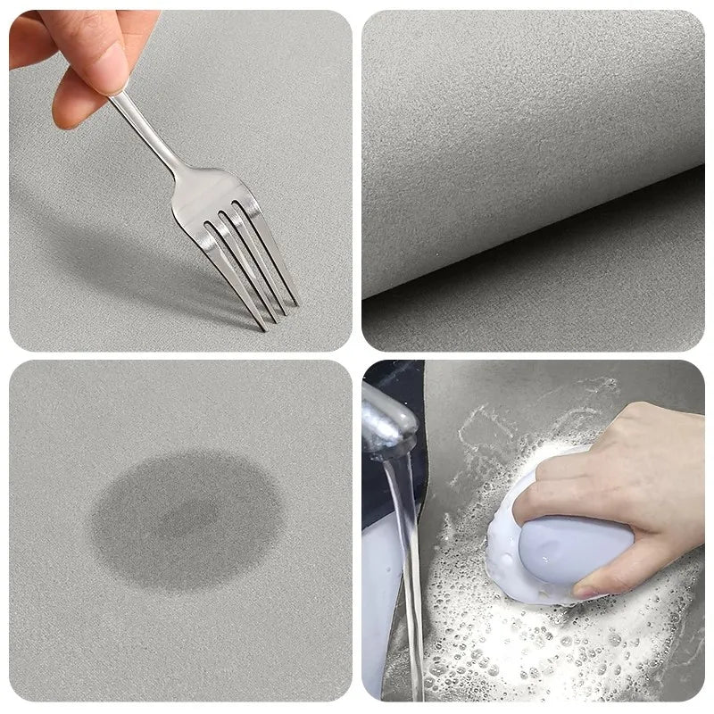 Non-Slip Rubber Base Stone Bath Mat – Absorbent for Kitchen & Bathroom