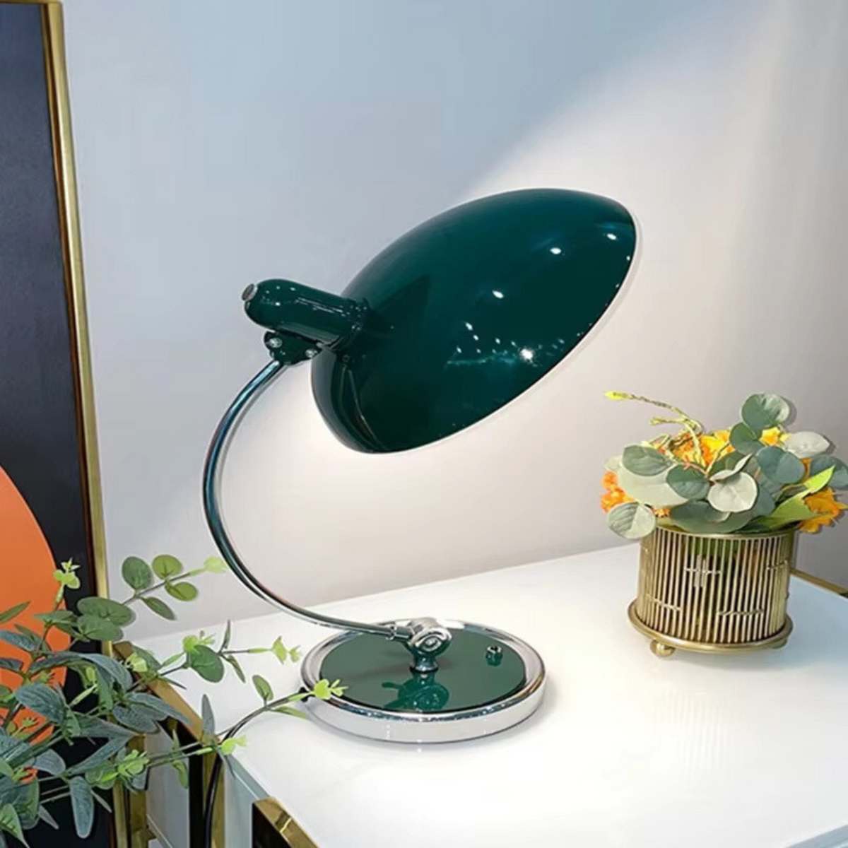 Curved Arm Desk Lamp in Scandinavian Minimalist Style
