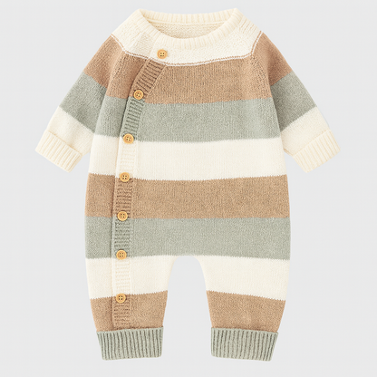 Soft Knit Baby Jumpsuit with Stripes