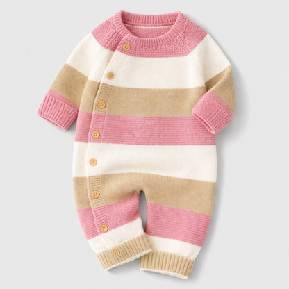 Soft Knit Baby Jumpsuit with Stripes