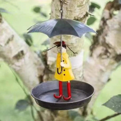 Charming Aviary Feeder with Raincoat Theme and Easy Fill Design