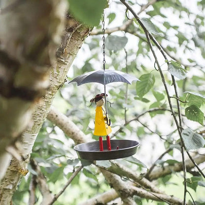 Charming Aviary Feeder with Raincoat Theme and Easy Fill Design