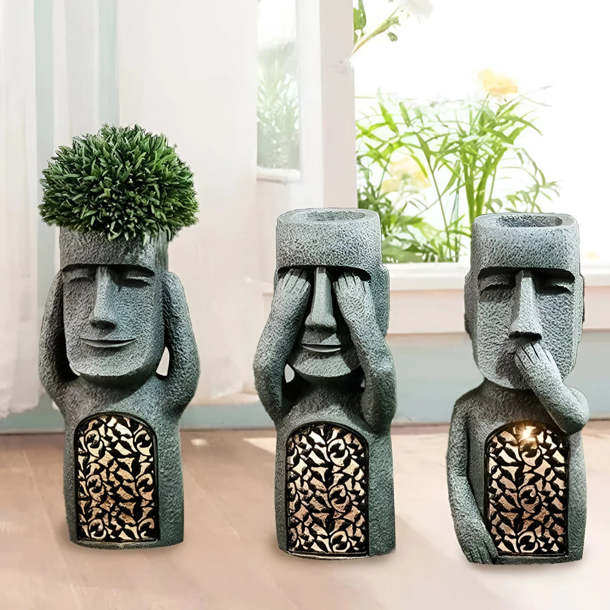 Weatherproof Outdoor Decor – Solar LED Illuminated Face Planter