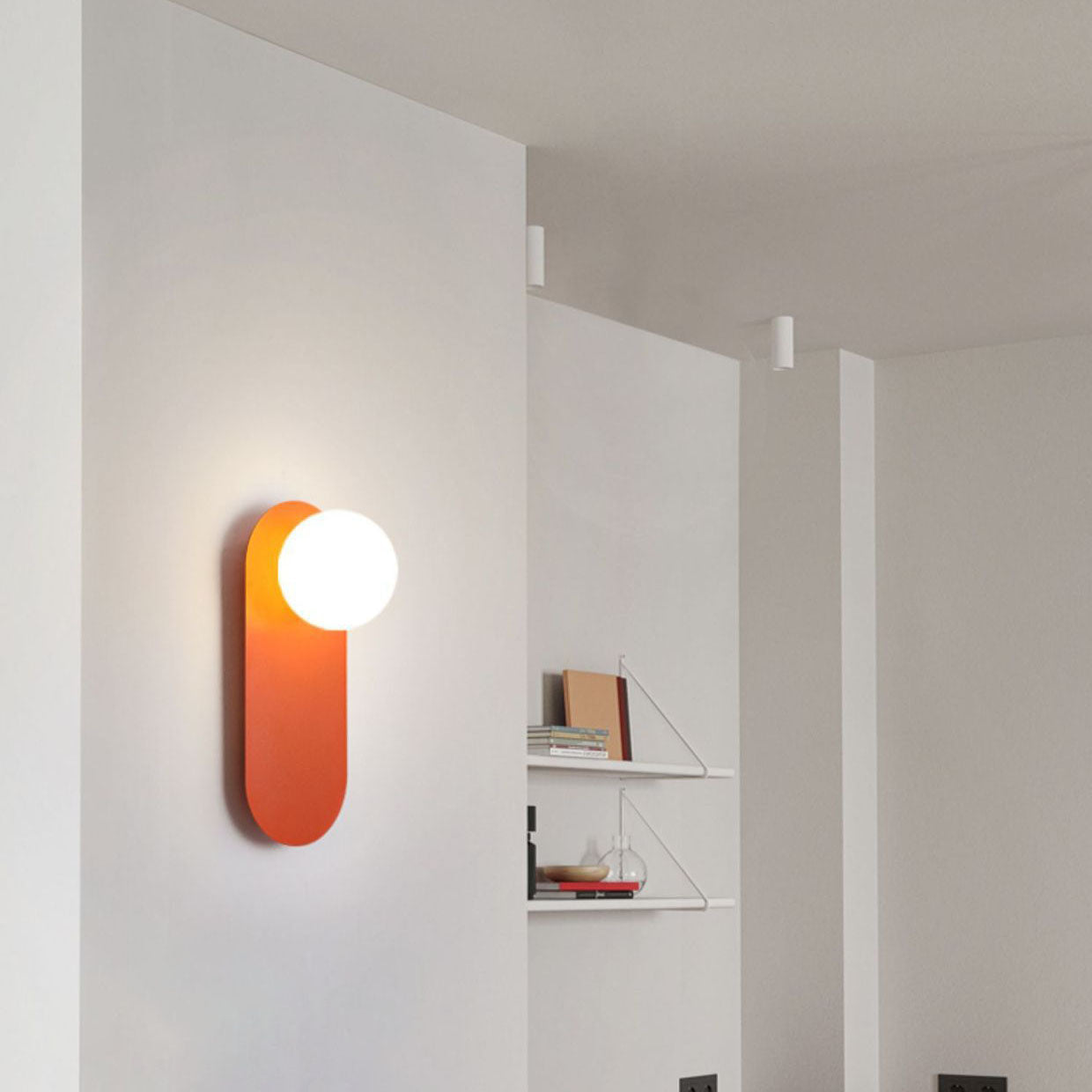 Contemporary Glass Wall Light with Orange Base – Chic Home Illumination