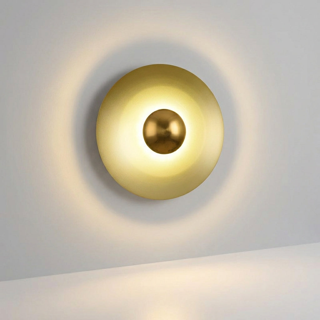 Gold Finish Round Wall Light with Integrated LED – Creates Warm Ambiance