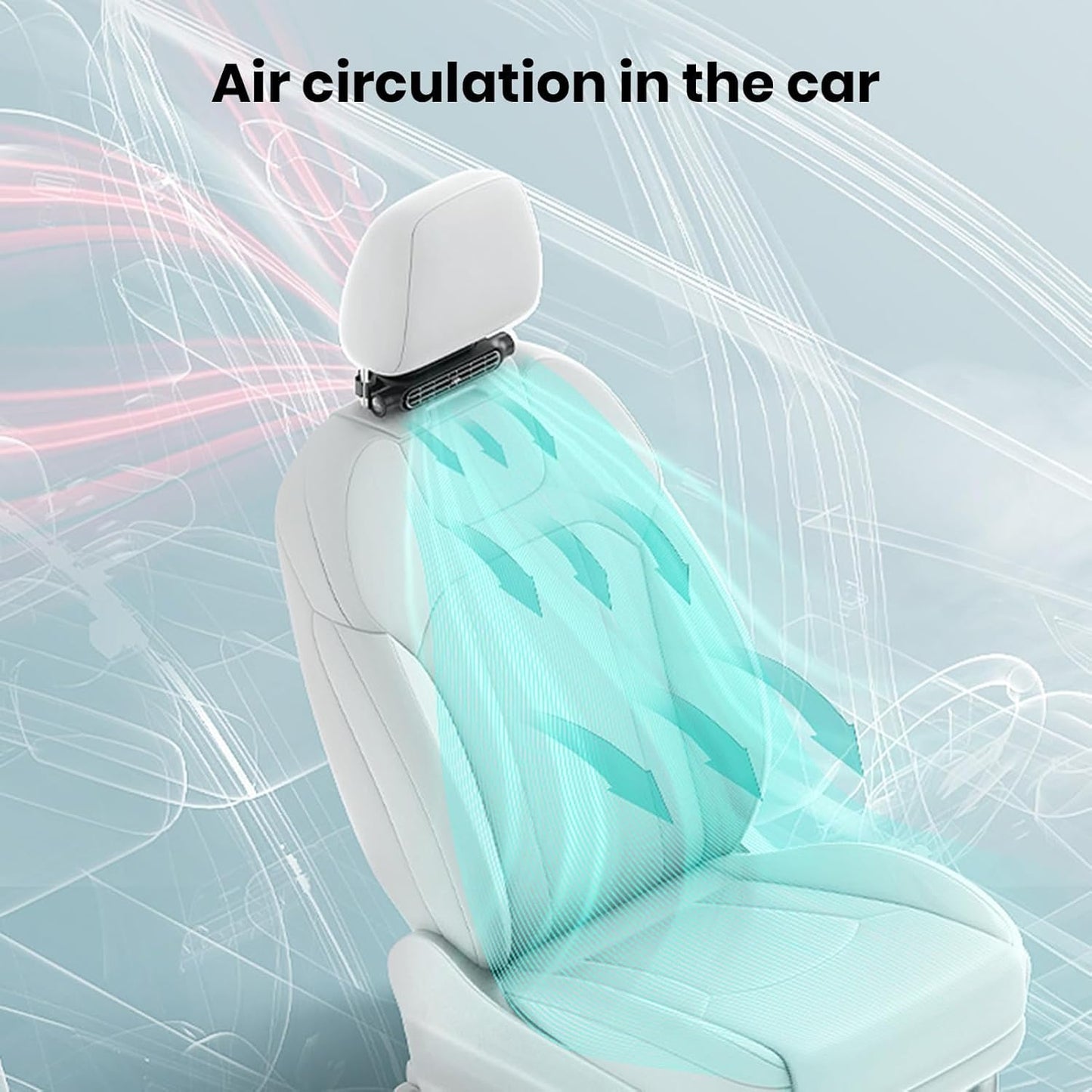USB Car Fan without Blades – 3 Speed Options with Headrest Attachment