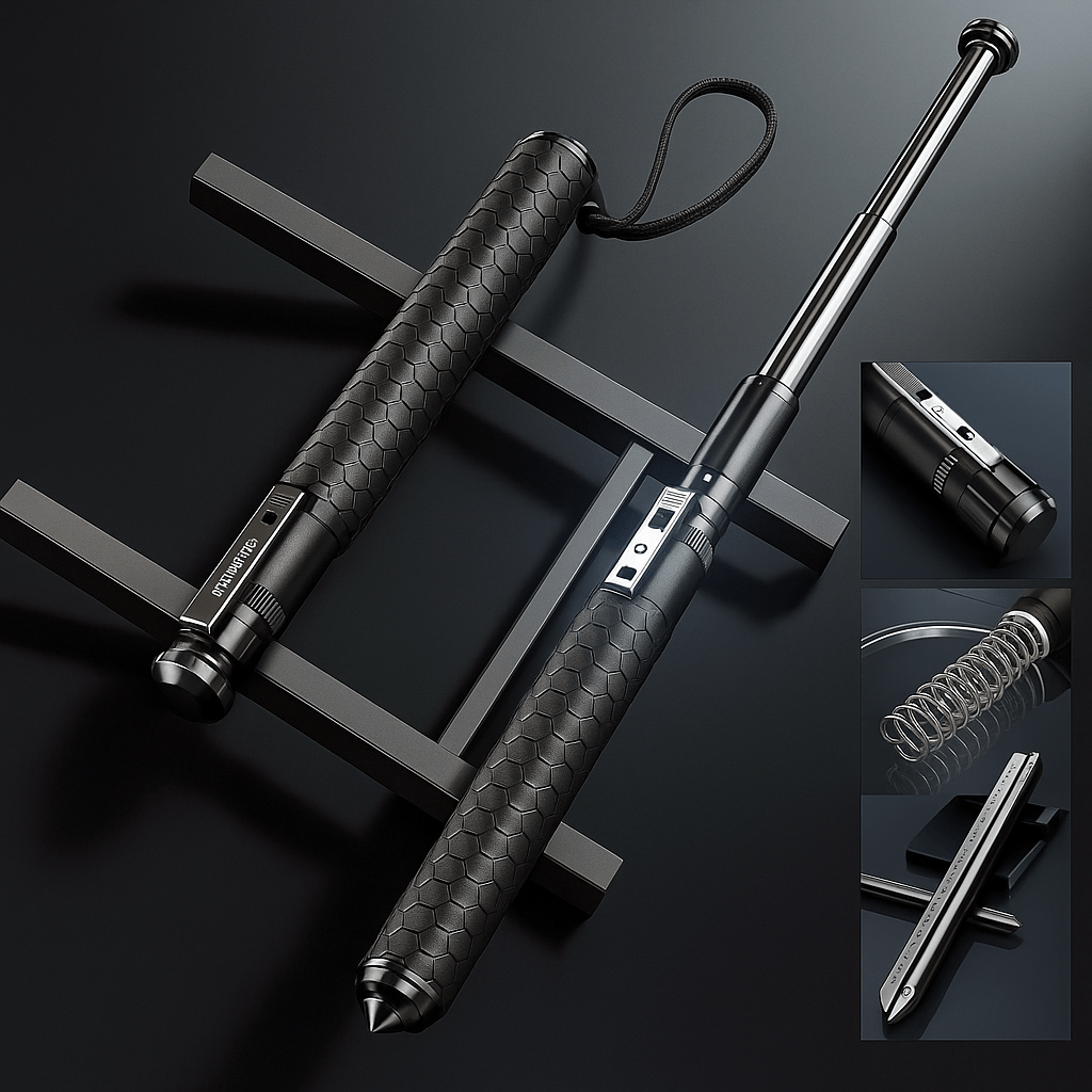 Adjustable Ergonomic Walking Stick for Self-Defense with Quick-Deploy Function